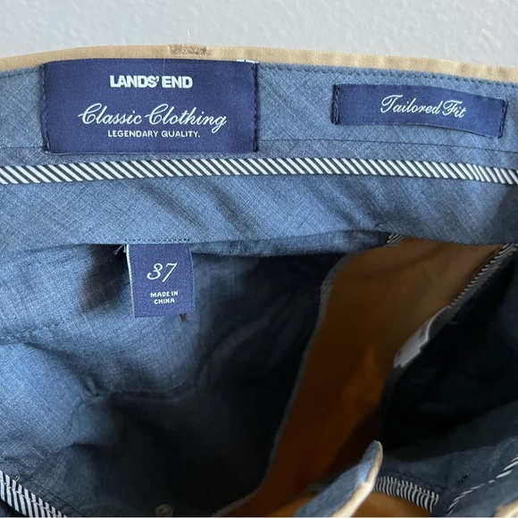 Lands' End Men's Tailored Fit Classic Clothing Khaki Pants Uniform Office Casual - Picture 2 of 11